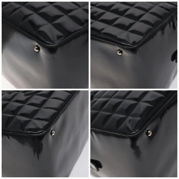 CHANEL Choco Bar Hand Bag Enamel Black Silver - Picture 15 of 15